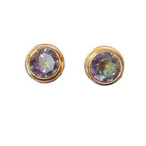 Fancy Sterling Silver 925 Mystic Topaz Stud Earrings